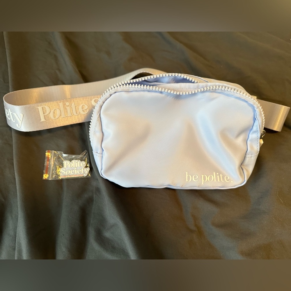 Polite Society makeup brand Fanny pack and pin merch